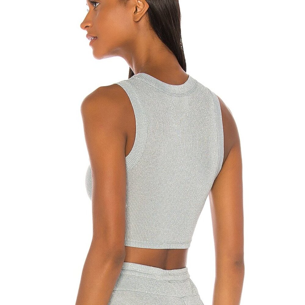 Beach Riot Riot Crop Top in Silver Size Small - Picture 2 of 3